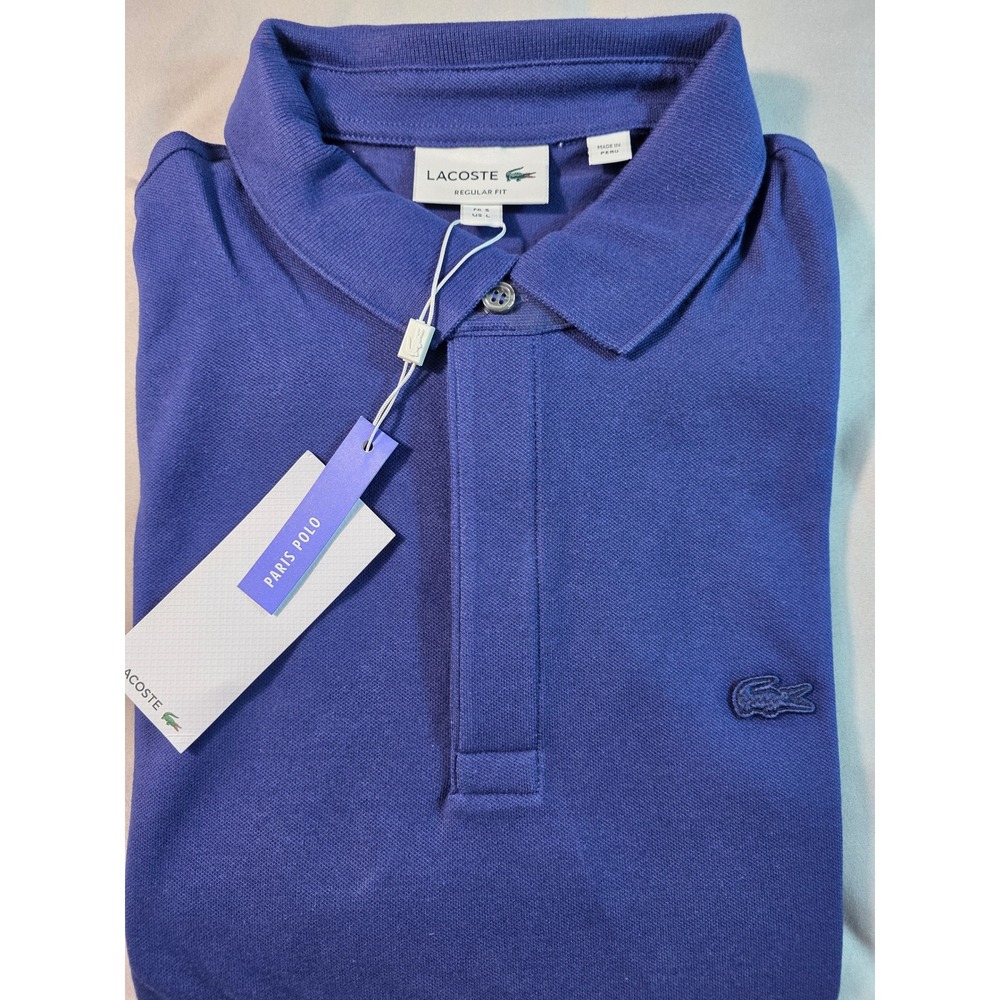 Lacoste Paris Polo Shirt Blue Mens Large Regular Fit PH5522 S/S NEW